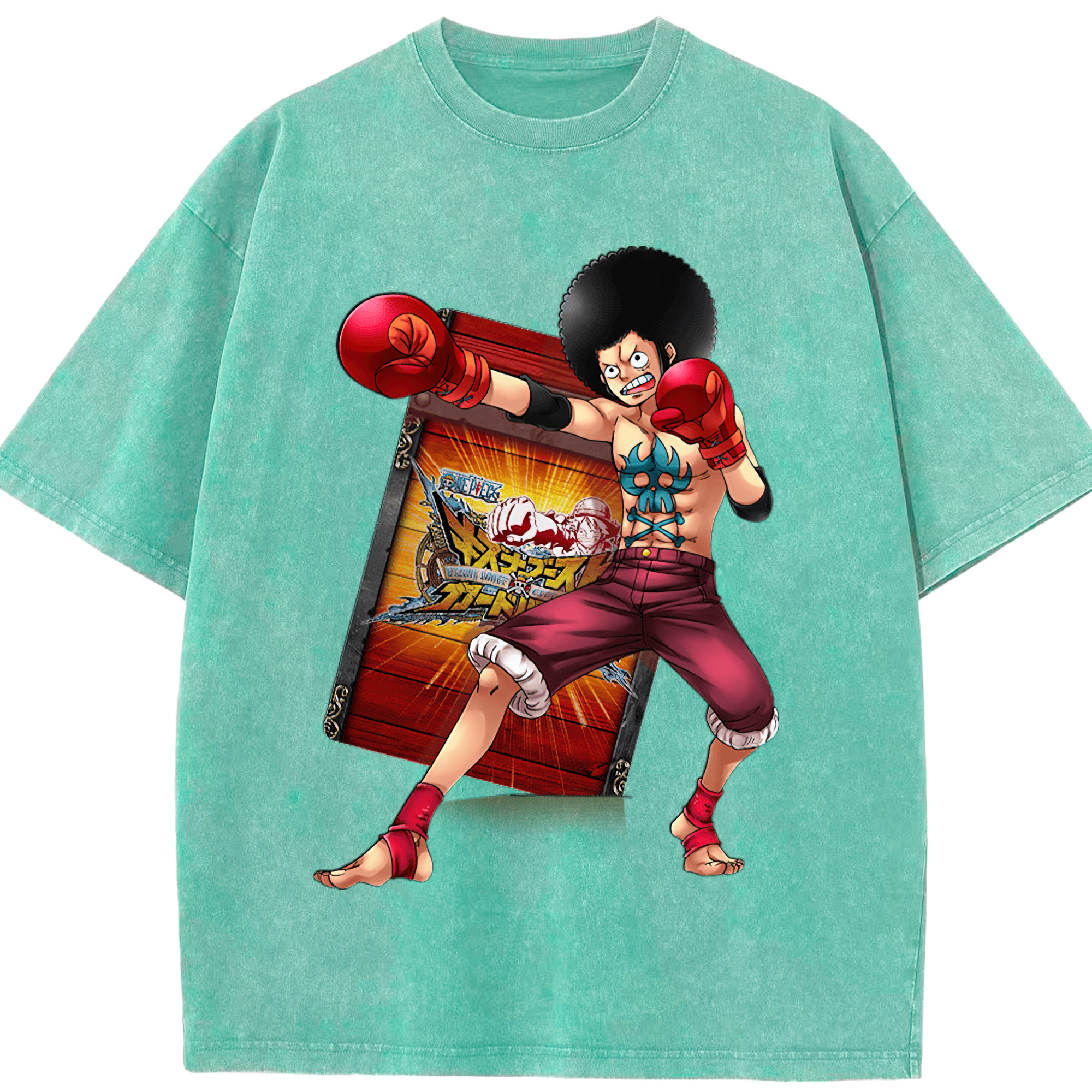 ワンピース モンキー・D・ルフィ ONE PIECE Monkey D. Luffy 綿100% ヴィンテージ風 半袖Tシャツ（フロントプリント）